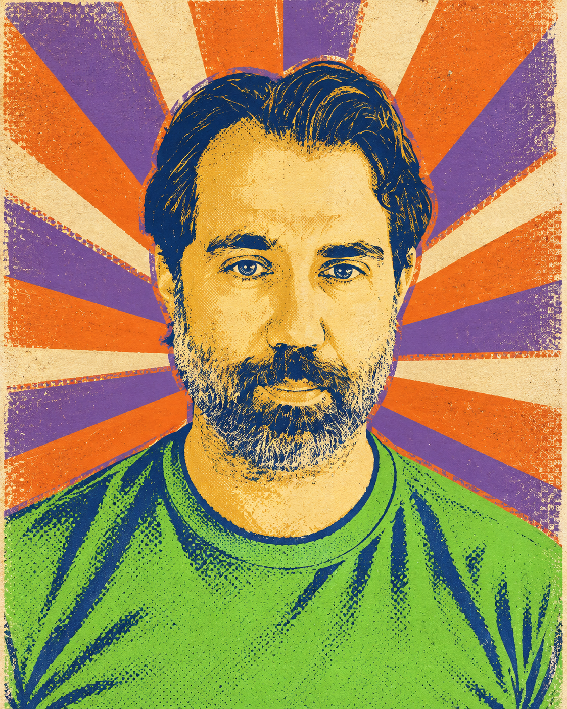 Jason in a bold retro screenprint portrait